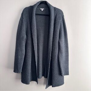 J. Jill Charcoal Grey Chunky Knit Alpaca Blend Open Front Cardigan Womens Large